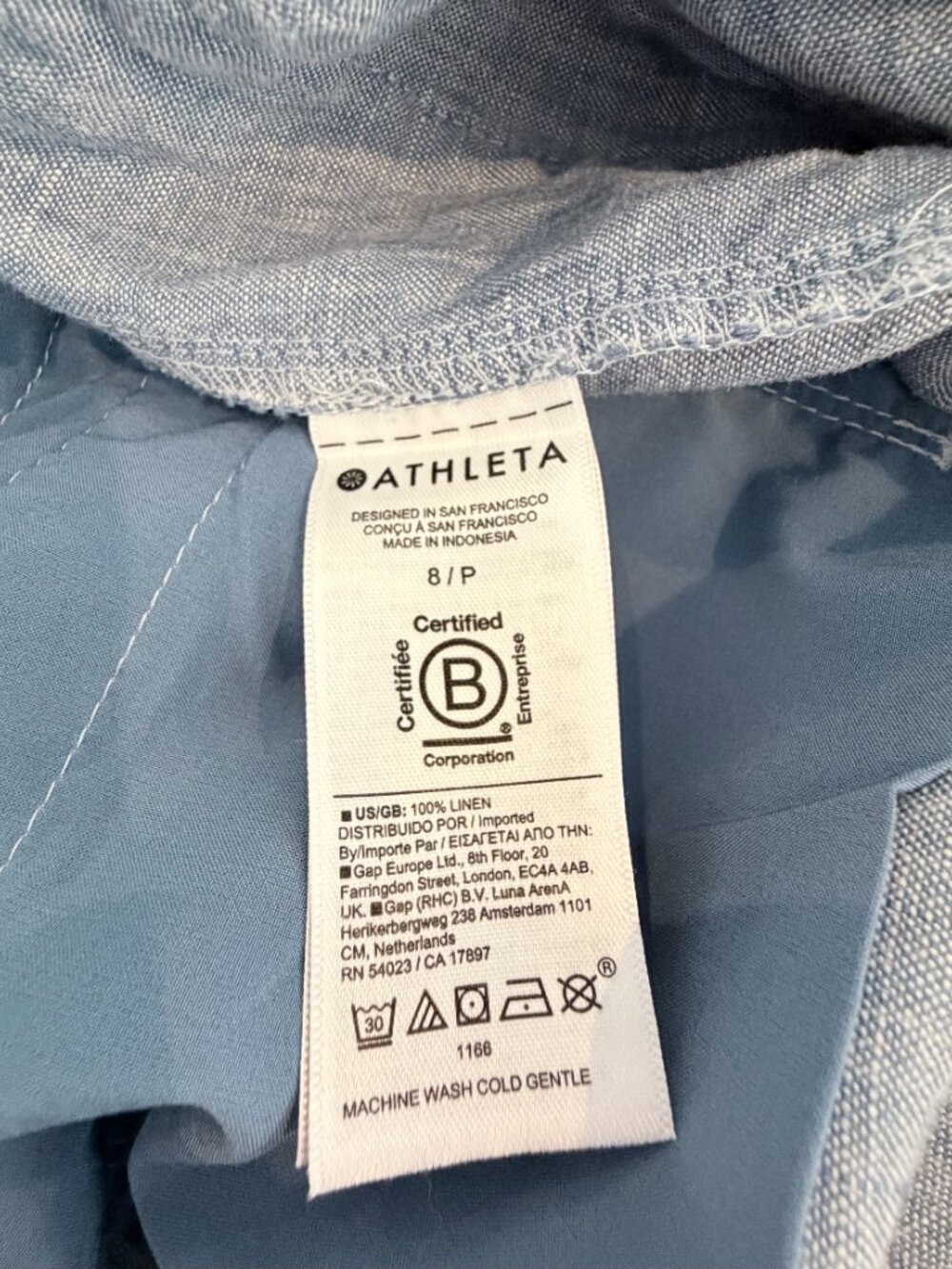 Athleta Retreat Linen Jogger Chambray Blue Size 8 Petite NWT - Picture 7 of 8